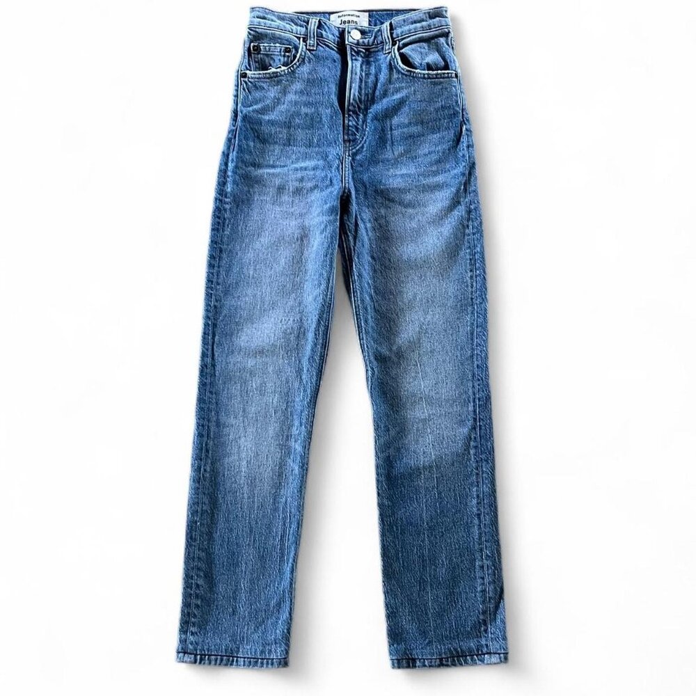 Reformation Straight Leg Jeans in Classic Blue Denim
